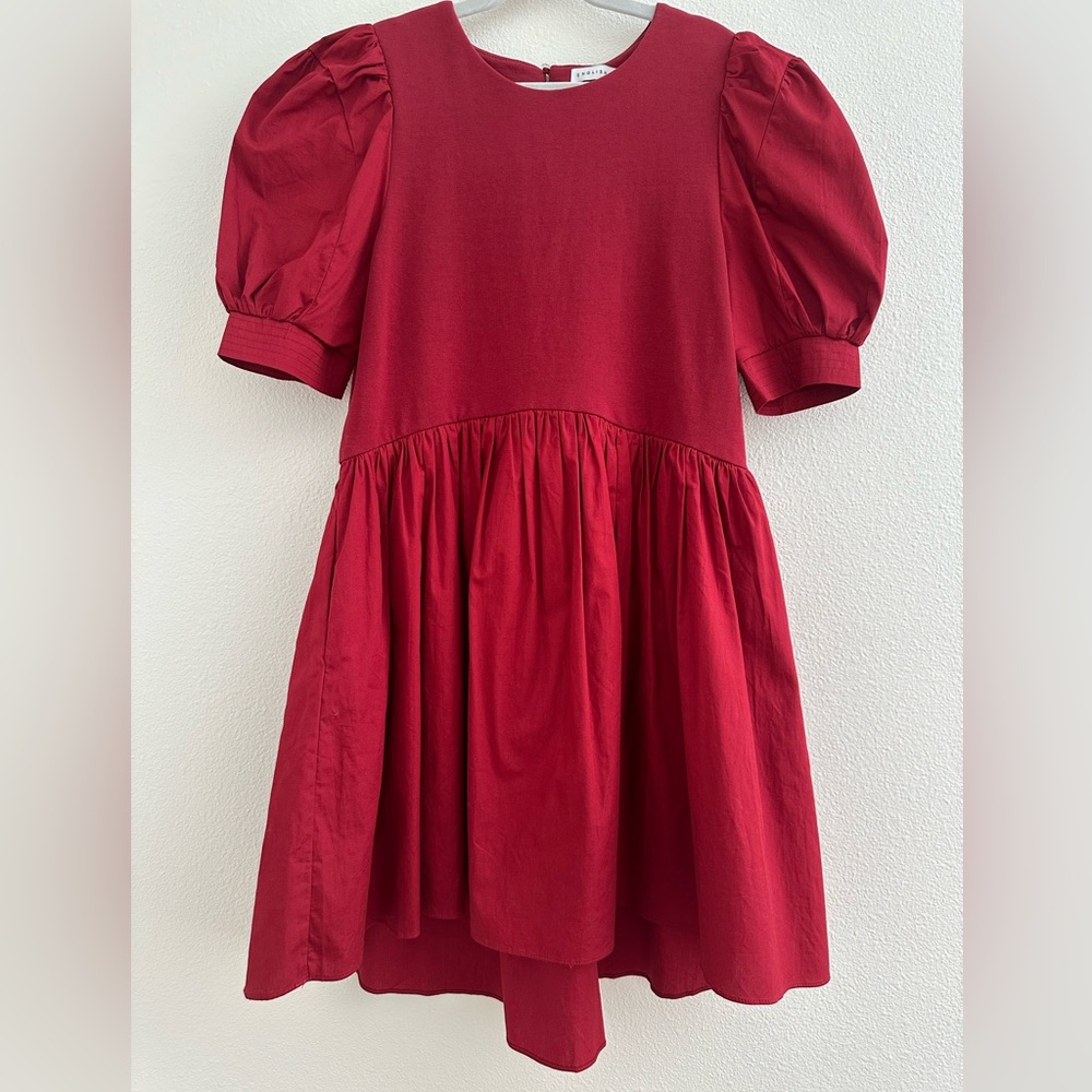English Factory Deep Red Puff Sleeve High Low Mini Dress - NEW w/out tag!